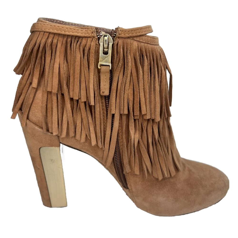 B BRIAN ATWOOD Women’s ITALY🇮🇹MADE Suede Booties Fringe Details Size 8.5 39